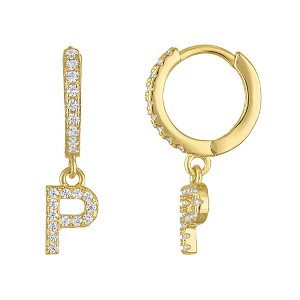 Junior Jewels 14K Gold Over Sterling Silver Cubic Zirconia Initials Drop Earrings - 1 of 2