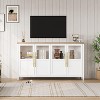 coucheta 55" Sideboard Buffet Cabinet with 4 Glass Doors, Modern Large Farmhouse Storage Cabinet Table, for Living Room, Kitchen, Dining Room - 4 of 4