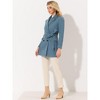 INSPIRE CHIC Women's Notch Lapel Double Breasted Belted Mid Long Outwear Winter Coat - 3 of 4