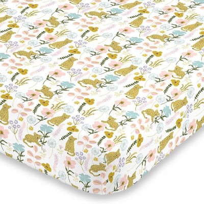 NoJo Cheetah Flower Crib Sheet