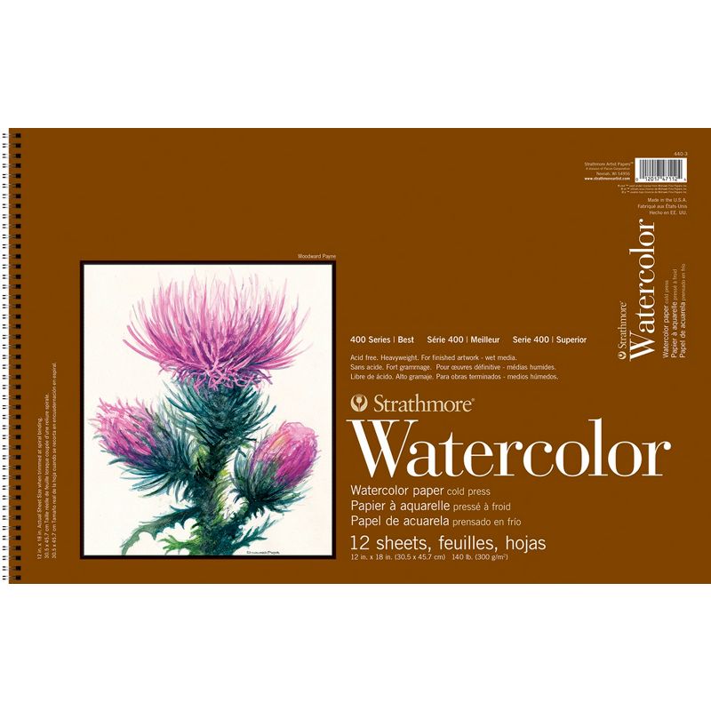 Strathmore 400 Artist Watercolor Pad, 12 x 18 Inches, 140 lb, 12 Sheets, 1 of 2