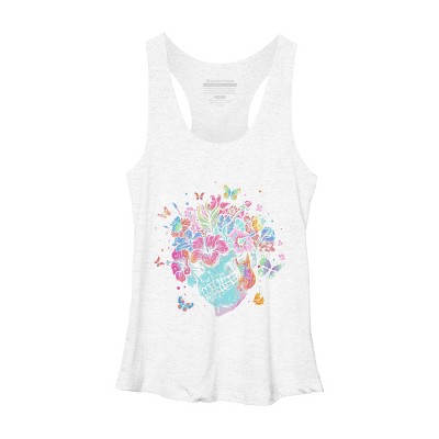 Women's Design By Humans Floral Butterfly Skull Funny Halloween Costume Hippie Flower By JeilJersey Racerback Tank Top
