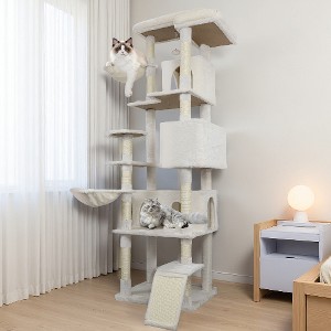 Lyngins 84.6" Multi-Level Cat Tree Tower, Sturdy Cat Tower with 3 Cat Houses, Sisal Cat Scratching Post & Cat Toys, Large Top Platform for 3-4 Cats - 1 of 4