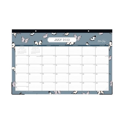 2022-23 Academic Desk Pad Calendar 17"x11" Flutter - Blue Sky