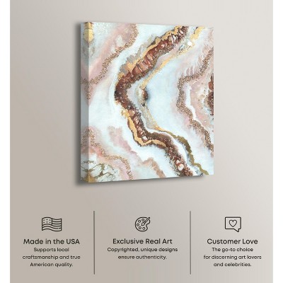 Blush and Gold Abstract Geode Canvas Wall Art, 20" x 24"