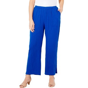 Catherines Women's Plus Size Anywear Pucker Cotton Wide Leg Pant - 1 of 4
