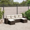 vidaXL Patio Sofa Set with Cushions Outdoor Furniture 6 Piece Poly Rattan - Brown and Cream without storage - 2 of 4