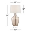 Possini Euro Design Ania 31" Tall Jar Large Modern Coastal End Table Lamp Clear Champagne Glass Single Off-White Shade Living Room Bedroom Bedside - 3 of 4