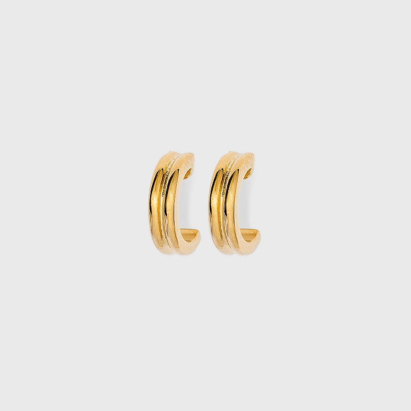 14K Gold Plated Ridge Hoop Earrings - A New Day&#8482;, 1 of 6