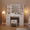 56-Inch Modern Makeup Vanity with Lighted Mirror, Adjustable Brightness, 3 Lighting Modes, Storage Shelves, Bedroom Dressing Table for Girl - 4 of 4