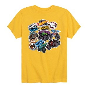 Boys' - Hot Wheels - Monster Truck Stickers Short Sleeve Graphic T-Shirt - 1 of 4