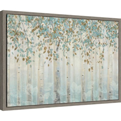 Weathered Gray Framed Botanic-Inspired Canvas Wall Art
