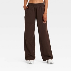 Women's Mid-Rise Woven Straight Leg Pants - All In Motion™ Coffee
