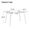 Gulches Modern Minimalist Rectangular Glass Dining Table 4-6 People Tempered Glass Top Plated Metal Legs Writing Desk Kitchen Living Room - 4 of 4