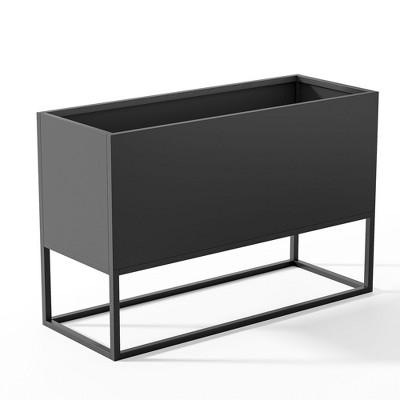 47*18*18 Inch Large Metal Rectangular Planter with Shelves and Drainage Holes for Indoor/Outdoor Use