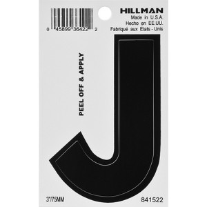Hillman 3 in. Black Vinyl Self-Adhesive Letter J 1 pc (Case of 6) - 1 of 1