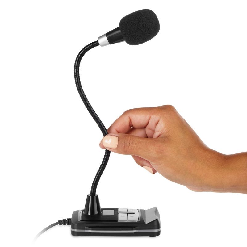 Insten Omnidirectional USB Microphone for Computer with Phone Stand, Adjustable Gooseneck, RGB Lighting, 3.5mm Headphone Output, 3 of 9