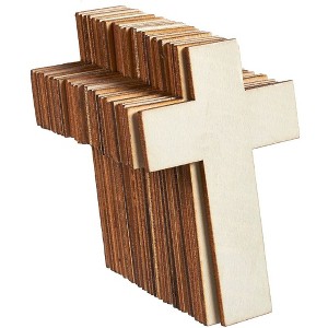 Juvale 25-Pack Unfinished Wood Cross Shaped Cutout for Wooden Craft DIY & Decoration - 1 of 4