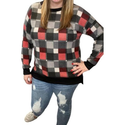 Women's Plaid Sweater - honeyme