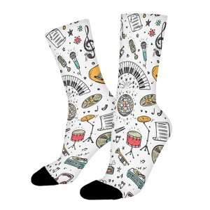 Musical Pattern Women Printed Crew Socks Funny Funky Socks Soft Polyester Novelty Gifts for Artists Men - 1 of 1