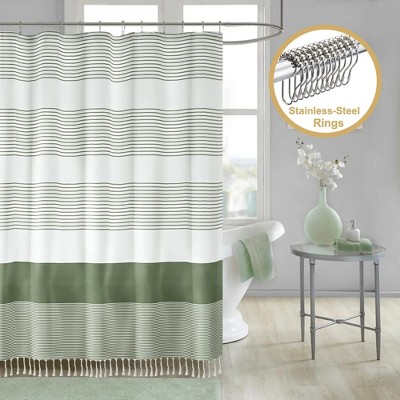 LunaLulinlk 13-Piece Tassel Shower Curtain Set with Hooks