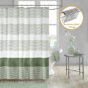LunaLulinlk 13-Piece Tassel Shower Curtain Set with Hooks - 1 of 4
