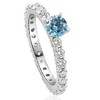 Pompeii3 1 1/3Ct Blue & White Diamond Eternity Engagement Ring 14k White Gold - 2 of 4