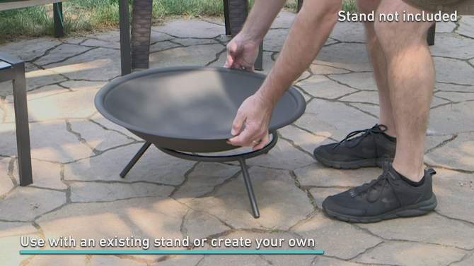 Sunnydaze Outdoor Camping or Backyard Replacement Round Steel with Heat-Resistant Paint Finish Fire Pit Bowl - Black, 2 of 9, play video