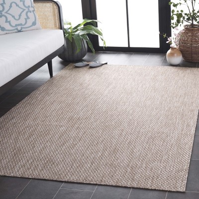 Beige Solid Stain-Resistant Indoor/Outdoor Area Rug 5'3" x 7'6"
