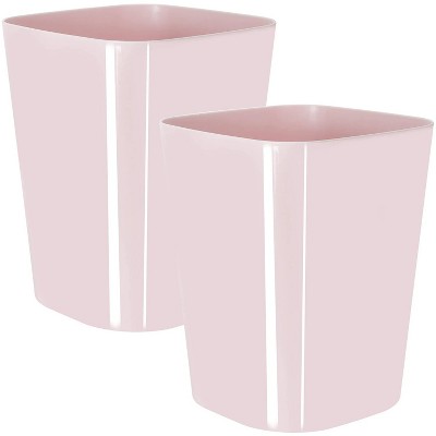 LunaLulinlk Pink 2 Pack 1.5 Gallon Square Trash Cans, Plastic Trash Cans for Home Office, Living Room, Study, Kitchen, Bathroom