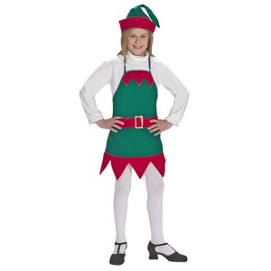 Halco Kids' Holiday Elf Apron & Hat Costume - One Size Fits Most - Green - 1 of 1