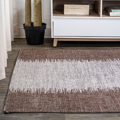 Coastal Cottage Strie Effect Brown/Beige Synthetic Area Rug 5x8