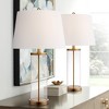 360 Lighting 26" High Cylinder Country Cottage Table Lamps Set of 2 Fillable Clear Gold Finish Glass Metal White Shade Living Room Bedroom Bedside - 2 of 4