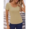 Clearlove Women's 2025 Short Sleeve T Shirt Square Neck Slim Fitted Tops Summer Basic  Tee Tops - 2 of 4