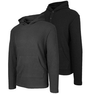 Blue Ice Men's Waffle Knit Thermal Pullover & Henley Hoodie -2 Pack - 1 of 4