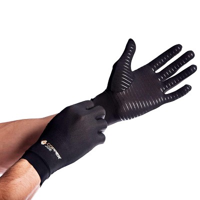 Copper Fit Copper Infused Wrist Support Gloves, Black, Open Finger Design,  Moderate Compression, 2-Pack in the Safety Accessories department at