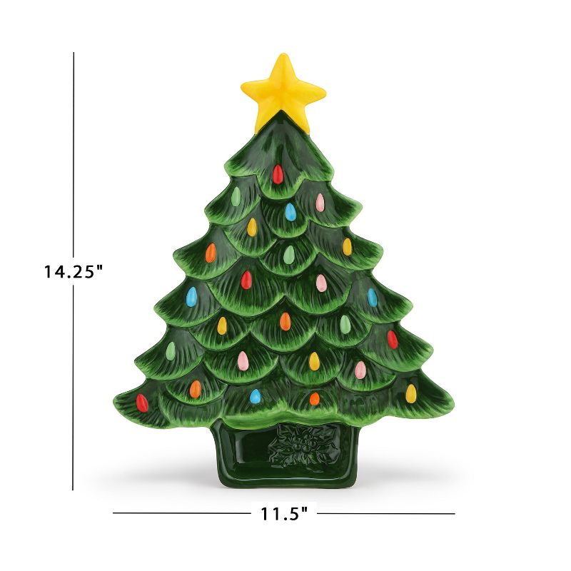 Mr. Christmas 14.25" Ceramic Serving Tree Platter with Dip Section, 4 of 5