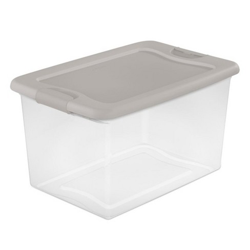 Sterilite 40 Quart Plastic Stacker Box, Lidded Storage Bin Container For  Home And Garage Organizing, Shoes, Tools, Clear Base & Gray Lid, 24-pack :  Target