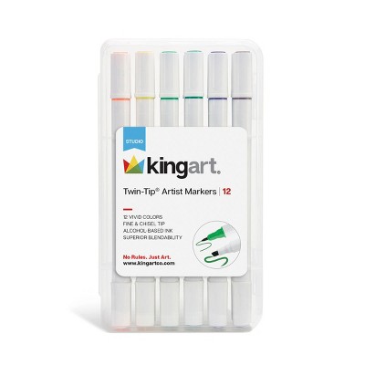 KINGART Twin-Tip Sketch Markers, Alcohol-Based, 12 Colors