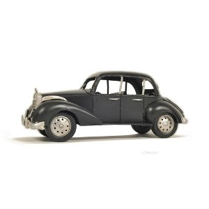 Old Modern Handicrafts 1937 Plymouth P4 Deluxe Metal Model Car Black Handmade Vintage Decor 12 Inch - 1 of 4