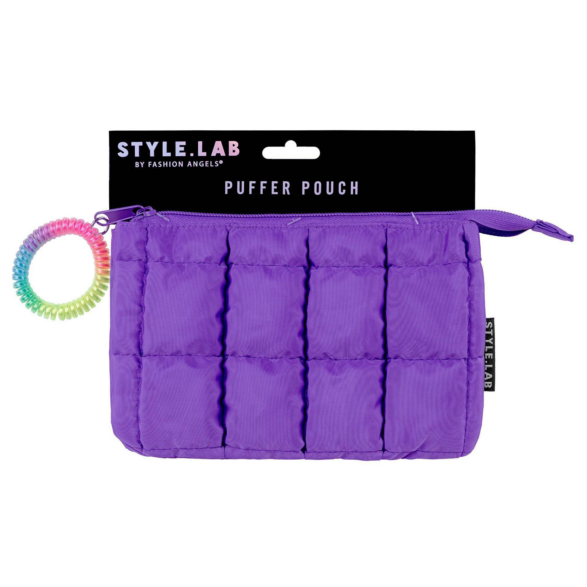 Style Lab Expandable Quilted Puffer Pouch Neon Purple