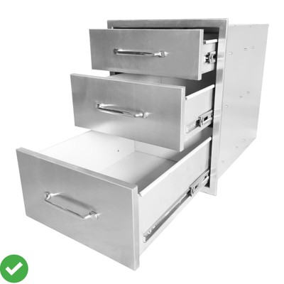 3-Layer 18" W x 23" H x 23" D Outdoor Kitchen Drawers BBQ Drawers Stainless Steel BBQ