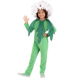 HalloweenCostumes.com Kid's Puffball Dandelion Halloween Costume | Cute Green Flower Plant Jumpsuit with Headpiece - 1 of 3