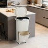Costway 10 Gallon Kitchen Trash Can with Lid, 2 Removable Buckets, Step Pedal & Wheels - 2 of 4
