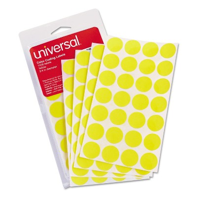 UNIVERSAL Self-Adhesive Removable Color-Coding Labels 3/4" dia Yellow 1008/Pack 40114