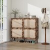 TIRAMISUBEST Farmhouse Shoe Cabinet - 4-Door Rattan, Entryway Storage (41"W x 35"H) - 2 of 4