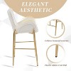 28.75inch Counter Height Bar Stools Set of 2, Bar Height Arm Chairs, Velvet Fabric Stools with Golden Legs and Footrests, White - 3 of 4