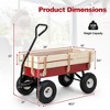 Costway Outdoor Wagon Pulling Children Kid Garden Cart with Wood Railing Red 330lbs - 3 of 4