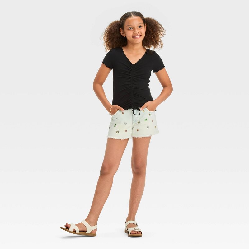 Girls' Short Sleeve Ruched Front Top - art class™, 3 of 4