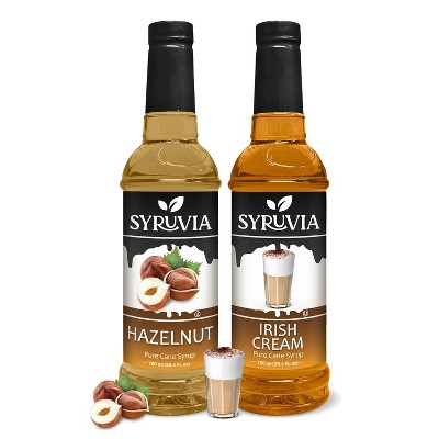 Syruvia Coffee Flavors Variety Pack: Hazelnut & Irish Cream 25.4 fl oz Syrup